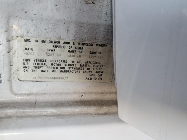 KL1TD66658B099017 - 2008 CHEVROLET AVEO BASE 白色 照片 12