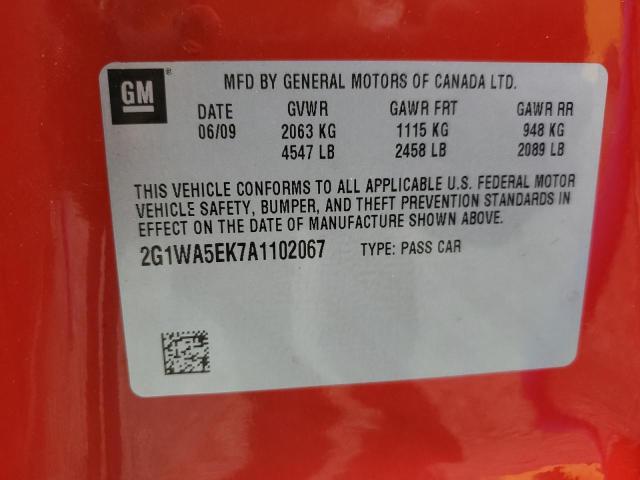 2G1WA5EK7A1102067 - 2010 CHEVROLET IMPALA LS RED photo 12