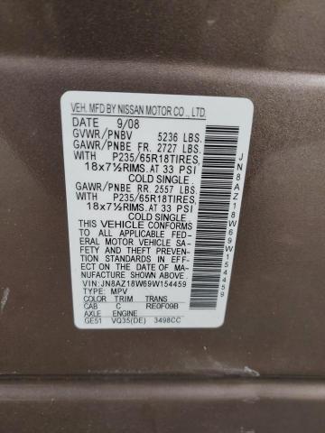 JN8AZ18W69W154459 - 2009 NISSAN MURANO S BROWN photo 13