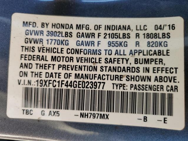 19XFC1F44GE023977 - 2016 HONDA CIVIC EX GRAY photo 13