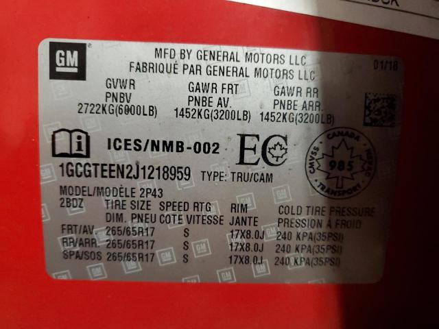 1GCGTEEN2J1218959 - 2018 CHEVROLET COLORADO ZR2 RED photo 12