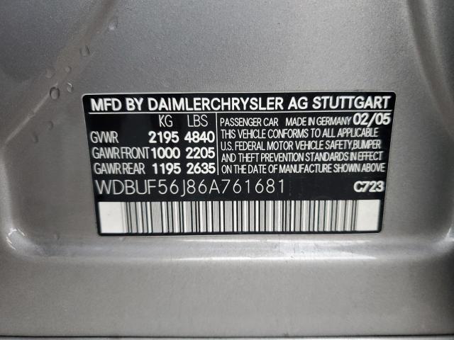 WDBUF56J86A761681 - 2006 MERCEDES-BENZ E 350 GRAY photo 12