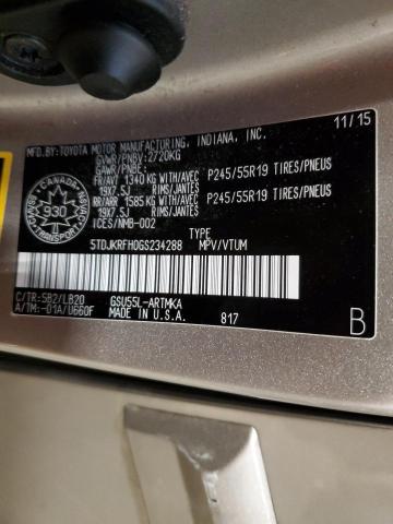 5TDJKRFH0GS234288 - 2016 TOYOTA HIGHLANDER XLE GRAY photo 13