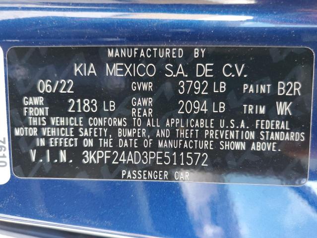 3KPF24AD3PE511572 - 2023 KIA FORTE LX BLUE photo 13