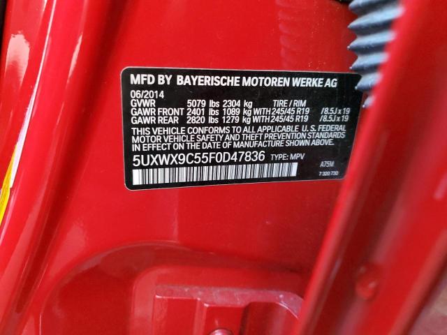 5UXWX9C55F0D47836 - 2015 BMW X3 XDRIVE28I RED photo 13