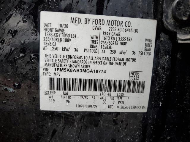 1FM5K8AB3MGA18774 - 2021 FORD EXPLORER POLICE INTERCEPTOR 黑色 照片 13