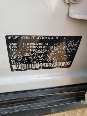 3CZRZ1H72RM723373 - 2024 HONDA HR-V EXL WHITE photo 13