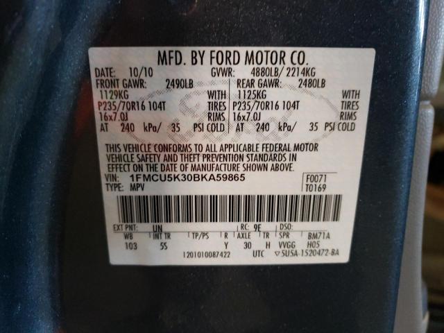 1FMCU5K30BKA59865 - 2011 FORD ESCAPE HYBRID BLUE photo 13