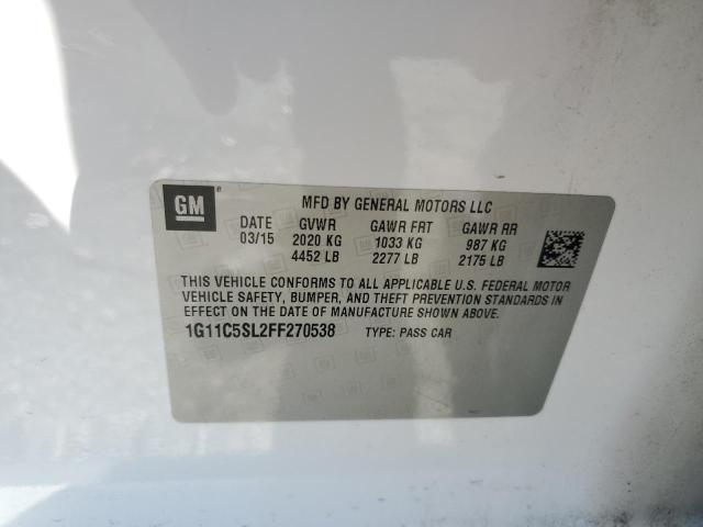 1G11C5SL2FF270538 - 2015 CHEVROLET MALIBU 1LT WHITE photo 13