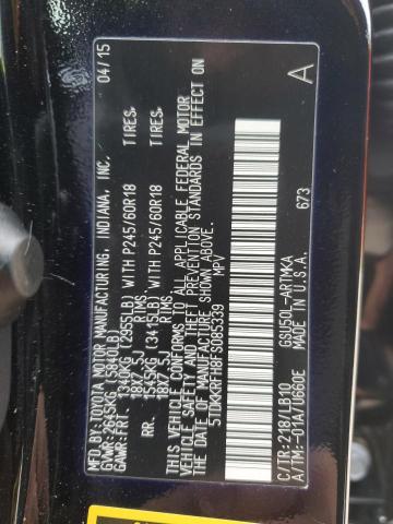 5TDKKRFH8FS085339 - 2015 TOYOTA HIGHLANDER XLE BLACK photo 13