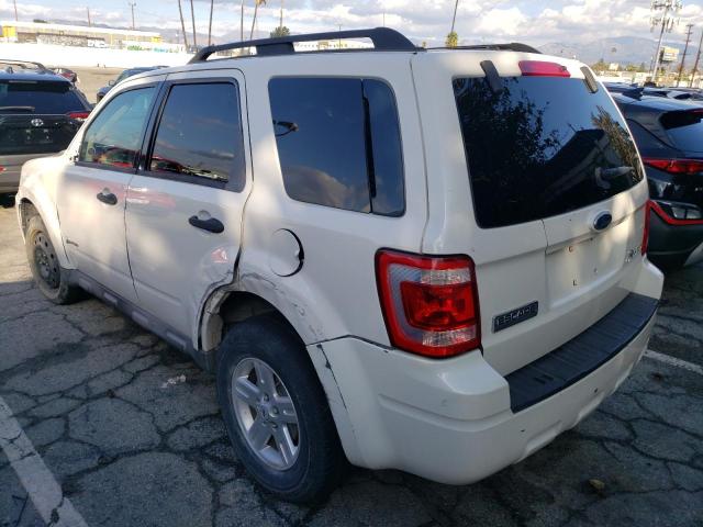 1FMCU59339KA32546 - 2009 FORD ESCAPE HYBRID WHITE photo 2