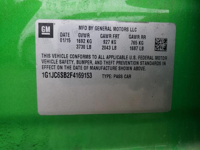 1G1JC6SB2F4169153 - 2015 CHEVROLET SONIC LT GREEN photo 12