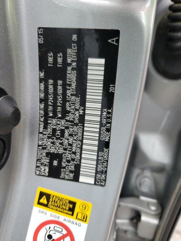 5TDKKRFH3FS089931 - 2015 TOYOTA HIGHLANDER XLE 银色 照片 12