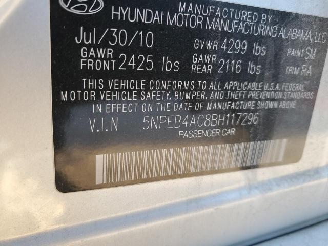 5NPEB4AC8BH117296 - 2011 HYUNDAI SONATA GLS SILVER photo 13