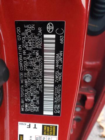 JTDL9MFUXM3022757 - 2021 TOYOTA PRIUS LE RED photo 12