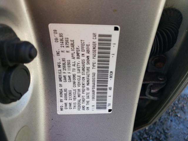 19UUA8F59AA000740 - 2010 ACURA TL SILVER photo 12