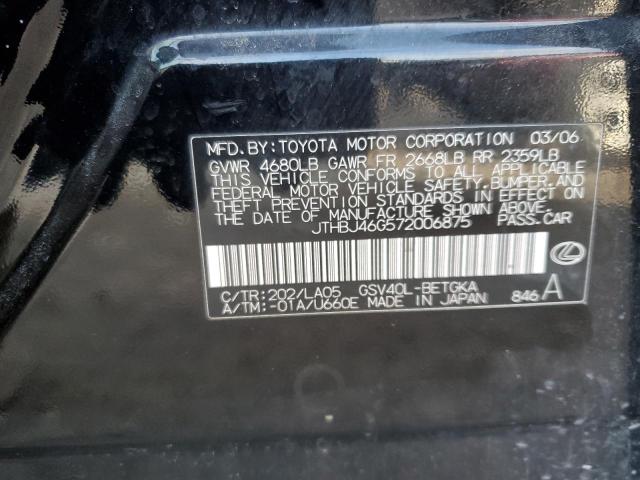 JTHBJ46G572006875 - 2007 LEXUS ES 350 BLACK photo 13