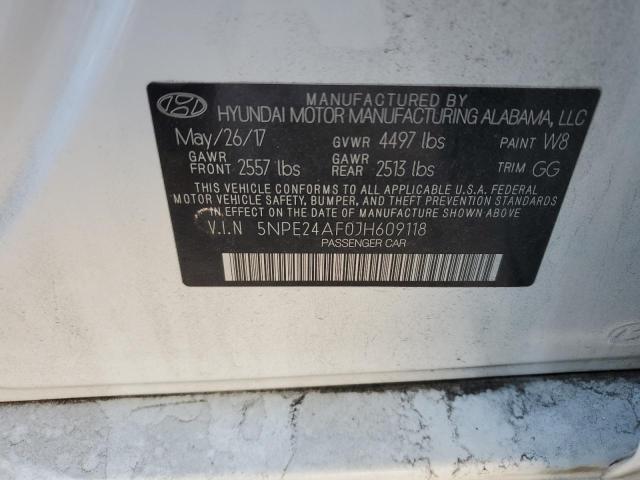 5NPE24AF0JH609118 - 2018 HYUNDAI SONATA SE WHITE photo 12