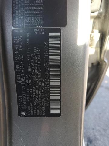 WBADS434X2GE10428 - 2002 BMW 525 IT AUTOMATIC CHARCOAL photo 12