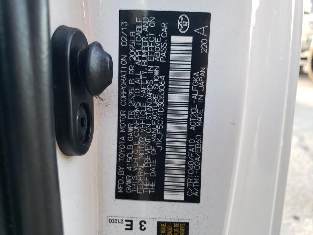 JTKJF5C71D3063064 - 2013 TOYOTA SCION TC 白色 照片 12