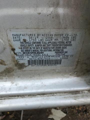 3N1CN7AP2KL852491 - 2019 NISSAN VERSA S SILVER photo 12