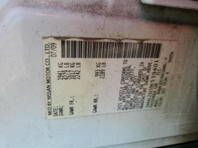 1N4AL21E59N539401 - 2009 NISSAN ALTIMA 2.5 WHITE photo 12