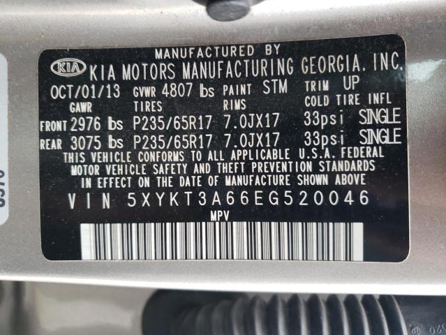 5XYKT3A66EG520046 - 2014 KIA SORENTO LX GRAY photo 12