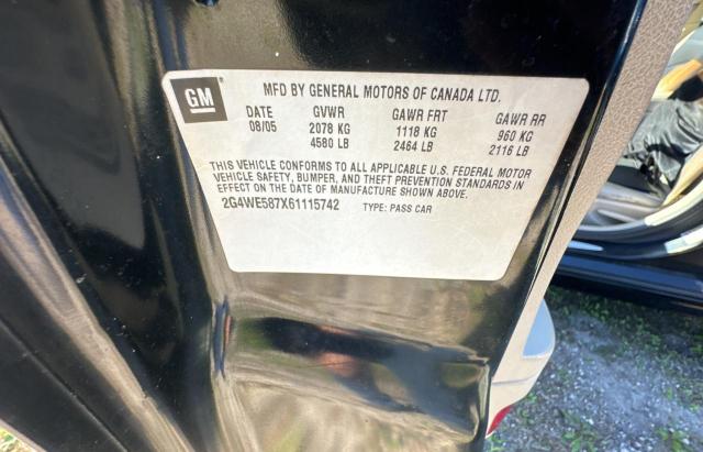 2G4WE587X61115742 - 2006 BUICK LACROSSE CXS 黑色 照片 10