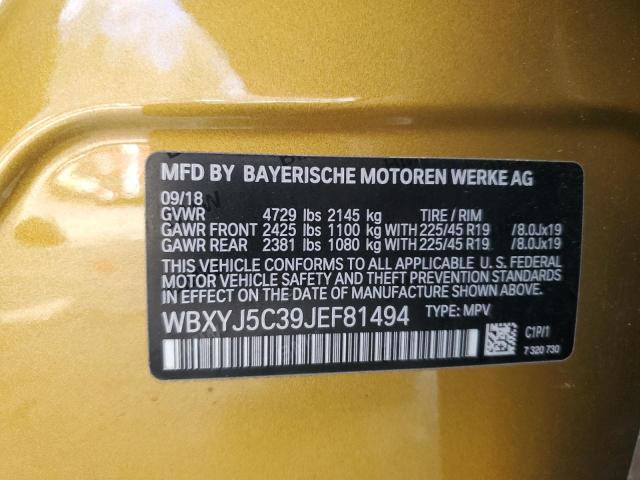 WBXYJ5C39JEF81494 - 2018 BMW X2 XDRIVE28I GOLD photo 13