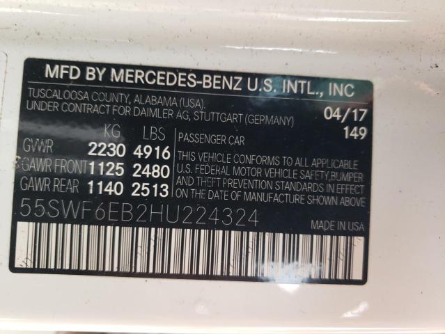 55SWF6EB2HU224324 - 2017 MERCEDES-BENZ C 43 4MATIC AMG WHITE photo 12