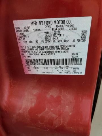 1FMCU93118KB85729 - 2008 FORD ESCAPE XLT RED photo 13