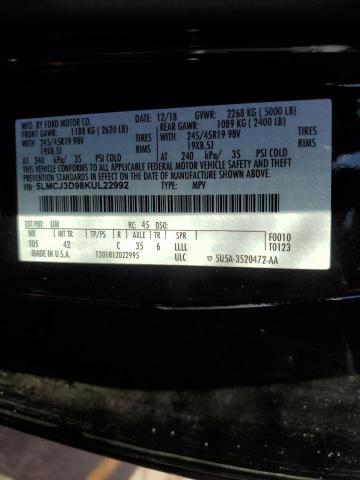 5LMCJ3D98KUL22992 - 2019 LINCOLN MKC RESERVE შავი ფოტო 13