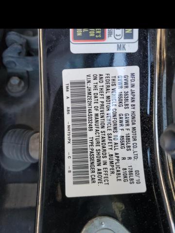 JHMZE2H74AS032489 - 2010 HONDA INSIGHT EX BLACK photo 12