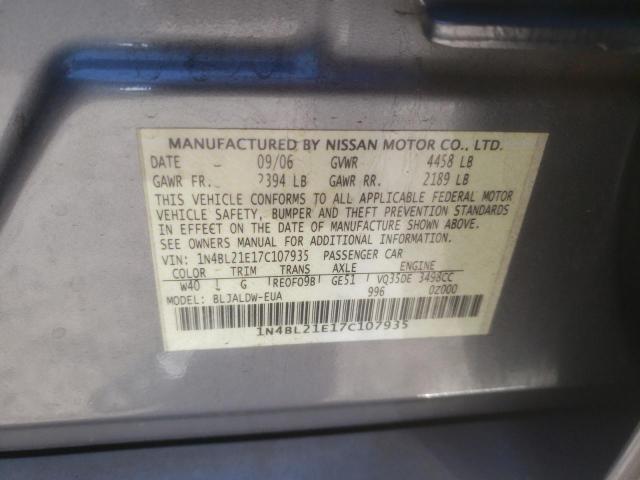 1N4BL21E17C107935 - 2007 NISSAN ALTIMA 3.5SE GRAY photo 12