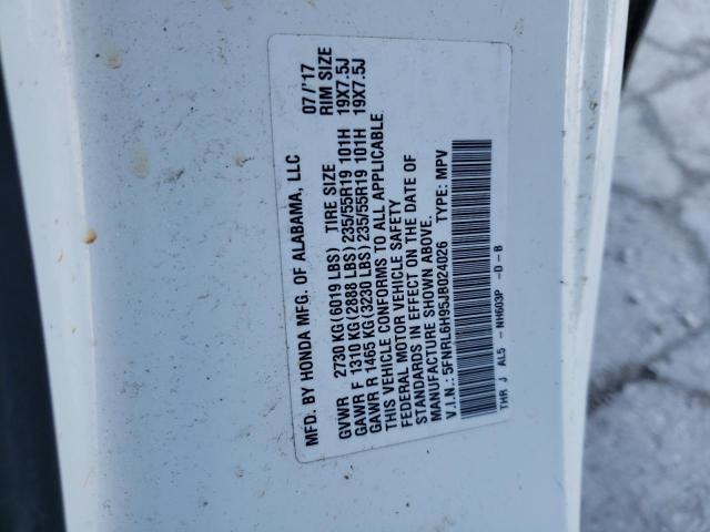 5FNRL6H95JB024026 - 2018 HONDA ODYSSEY ELITE WHITE photo 13