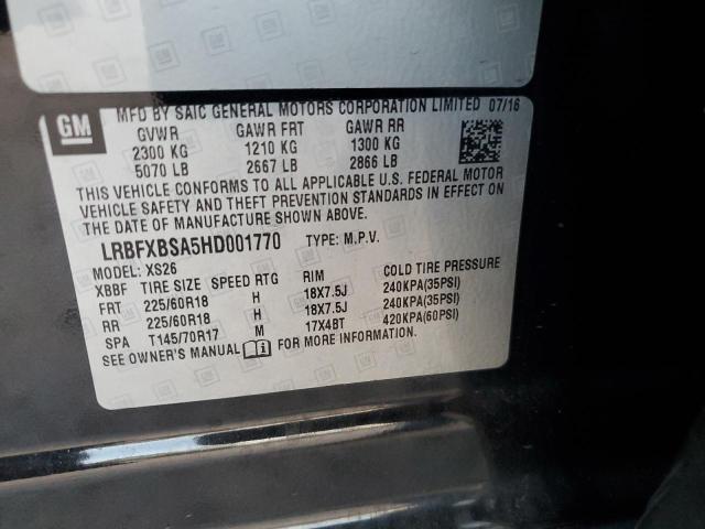 LRBFXBSA5HD001770 - 2017 BUICK ENVISION ESSENCE შავი ფოტო 13