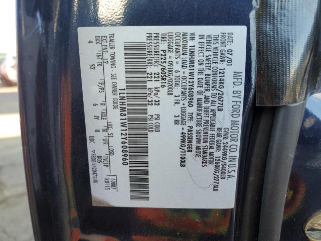 1LNHM81W12Y608960 - 2002 LINCOLN TOWN CAR EXECUTIVE BLUE photo 12