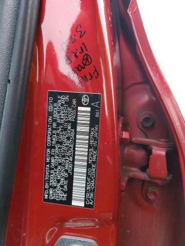 JTDBT4K33A4073484 - 2010 TOYOTA YARIS RED photo 12