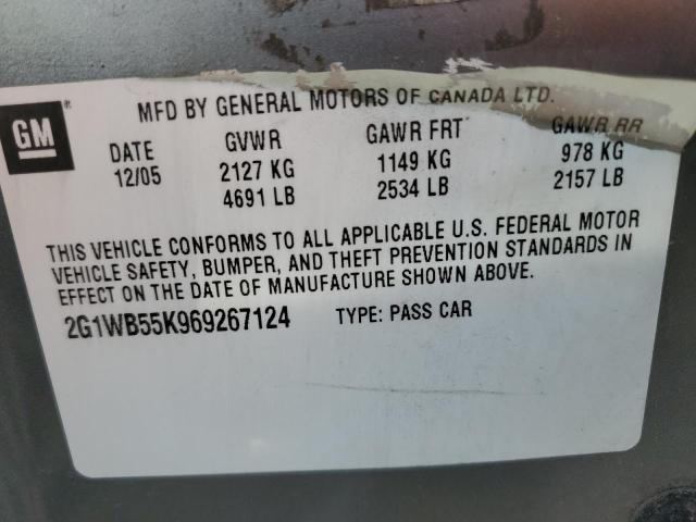 2G1WB55K969267124 - 2006 CHEVROLET IMPALA LS SILVER photo 12