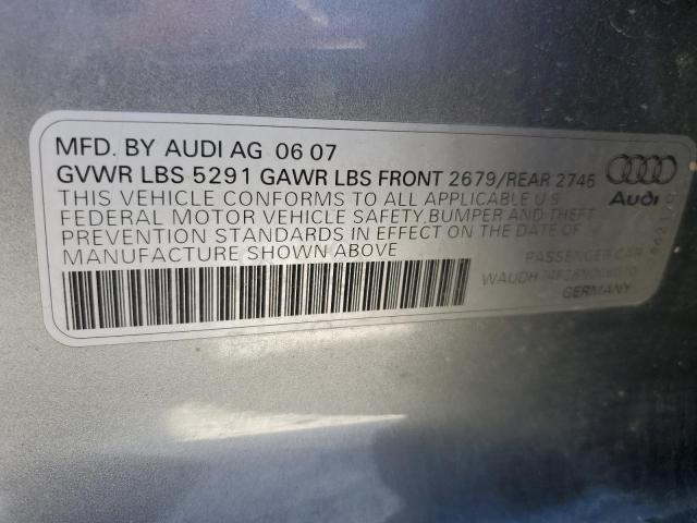 WAUDH74F28N006010 - 2008 AUDI A6 3.2 QUATTRO SILVER photo 12