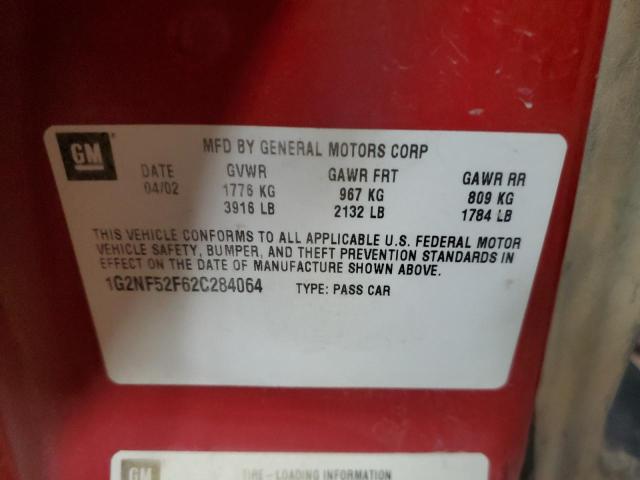 1G2NF52F62C284064 - 2002 PONTIAC GRAND AM SE1 RED photo 12