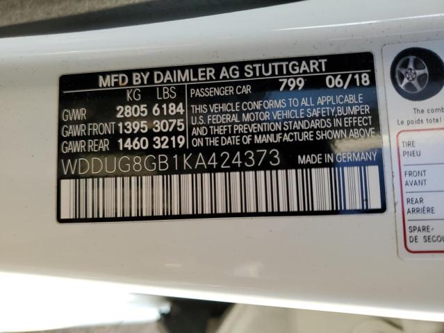 WDDUG8GB1KA424373 - 2019 MERCEDES-BENZ S 560 4MATIC WHITE photo 12