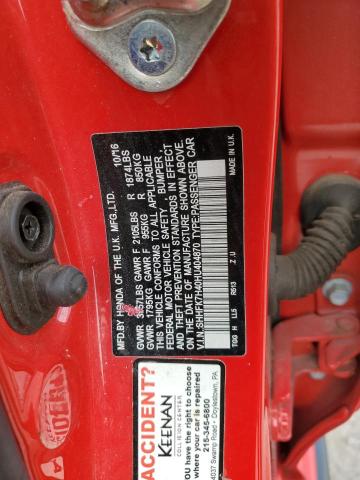 SHHFK7H40HU404870 - 2017 HONDA CIVIC SPORT 红色 照片 12