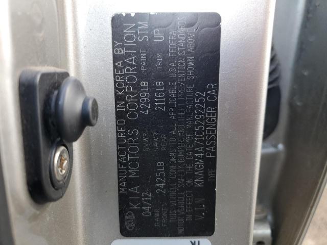 KNAGM4A71C5292252 - 2012 KIA OPTIMA LX SILVER photo 12