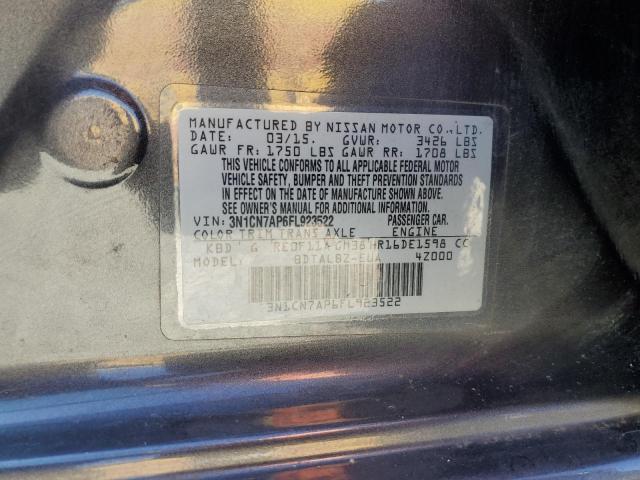 3N1CN7AP6FL923522 - 2015 NISSAN VERSA S GRAY photo 13