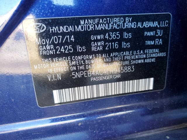 5NPEB4AC4EH945883 - 2014 HYUNDAI SONATA GLS BLUE photo 12