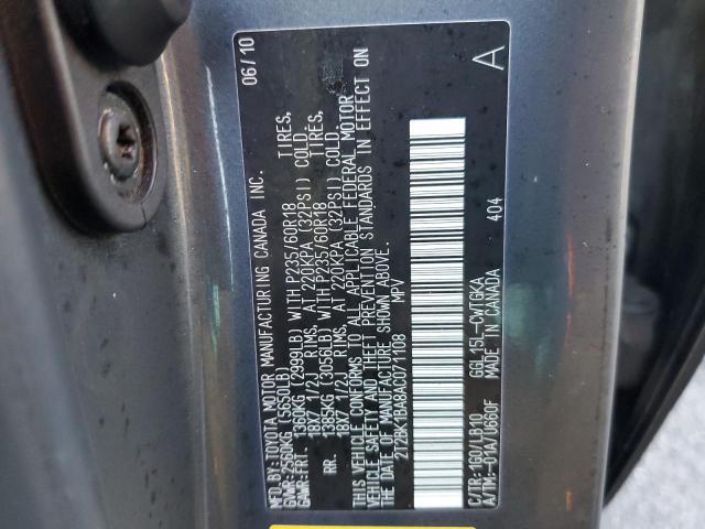 2T2BK1BA8AC071108 - 2010 LEXUS RX 350 GRAY photo 13