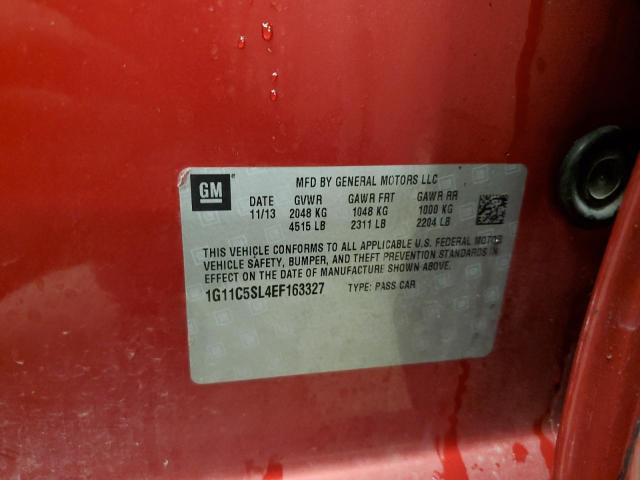 1G11C5SL4EF163327 - 2014 CHEVROLET MALIBU 1LT Қызыл фото 12