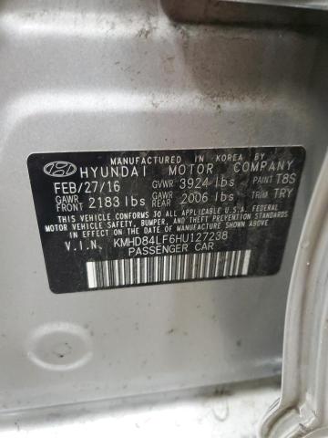 KMHD84LF6HU127238 - 2017 HYUNDAI ELANTRA SE SILVER photo 12