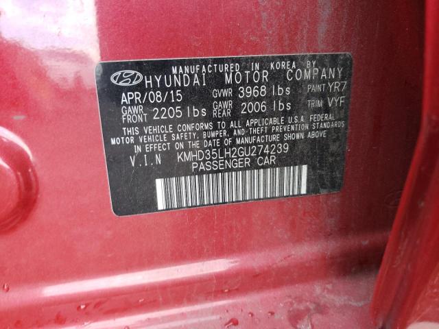 KMHD35LH2GU274239 - 2016 HYUNDAI ELANTRA GT RED photo 12